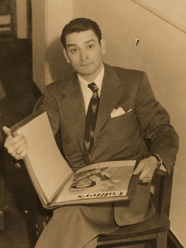 Richard looking at his portfolio.