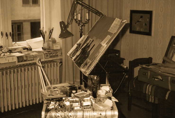 His work area in Helsinki.